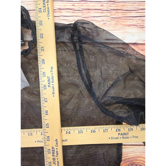 Forever 21 Sheer Black Ruffle Neck Blouse Small NEW NWT - Picture 6 of 6